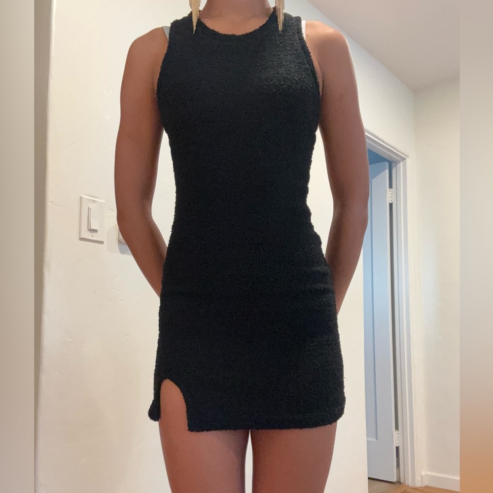 Chic Black Textured Mini Dress